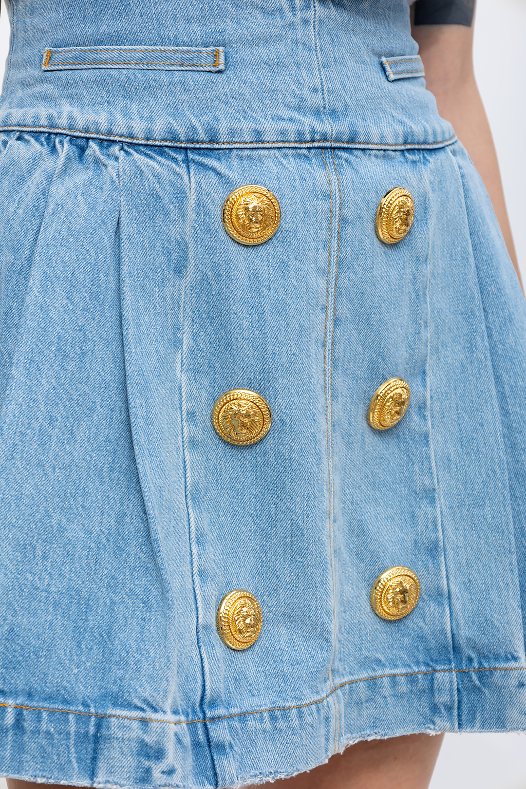 Light blue Pleated denim skirt Balmain - SchaferandweinerShops Spain -  кофта унисекс balmain